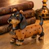 Regali Collezionabili per Amanti dei Cani Raccolta Autunnale Bassotto Statuetta, Statua di Halloween con Fascia Zucca Punti Decorazioni Festive per la Casa Interno Completo a Pois,