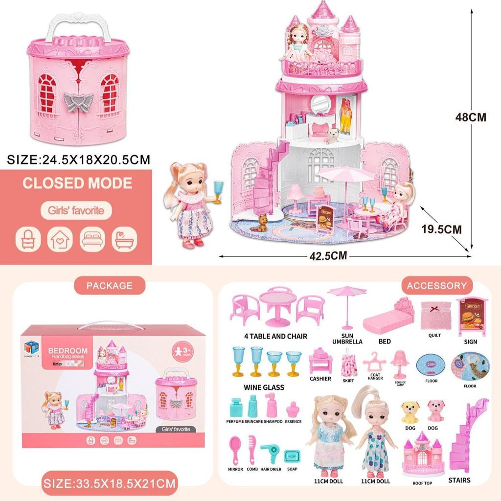 Realistic Princess Castle Doll Handbag - Children's Role-Playing Toy Gift