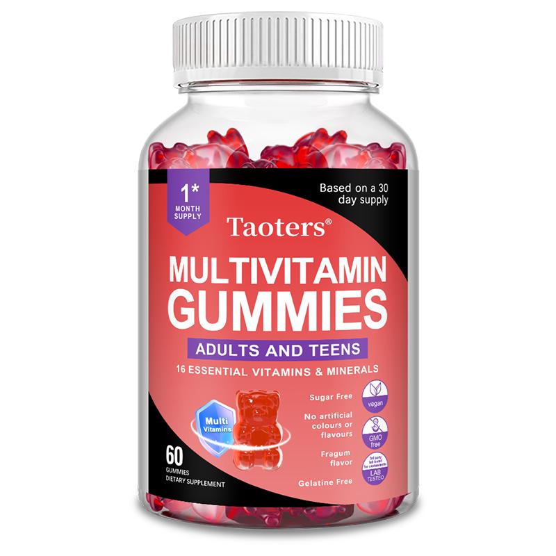 Multivitamin-Gummibärchen für Erwachsene & Teenager, 16 Essentielle Vitamine & Mineralstoffe, Vegan Glutenfrei Gentechnikfrei, 60 Gummibärchen