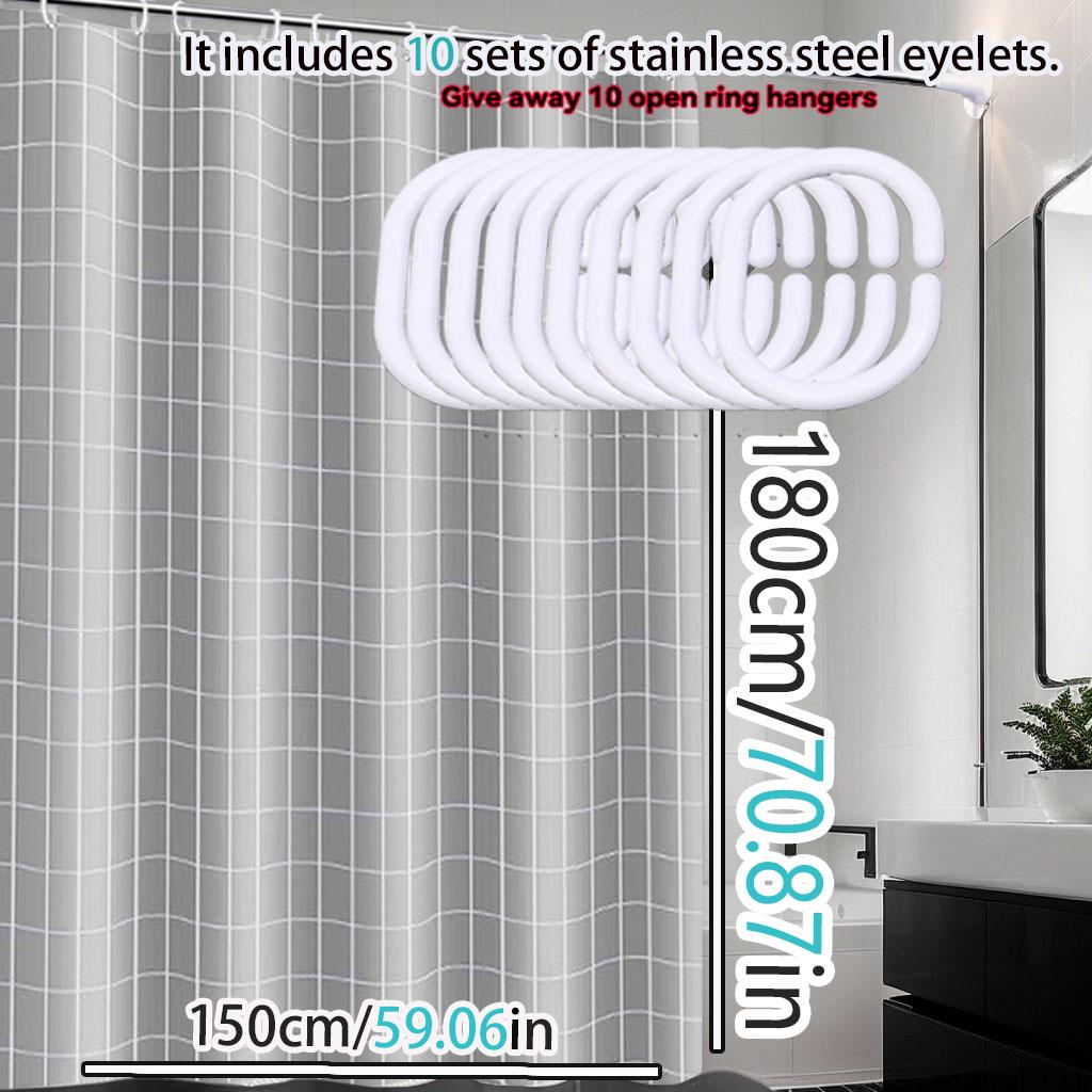 Advanced Gray Check Shower Curtain Simple Bathroom Curtain Dry And Wet Separation Easy To Clean Peva Waterproof Material