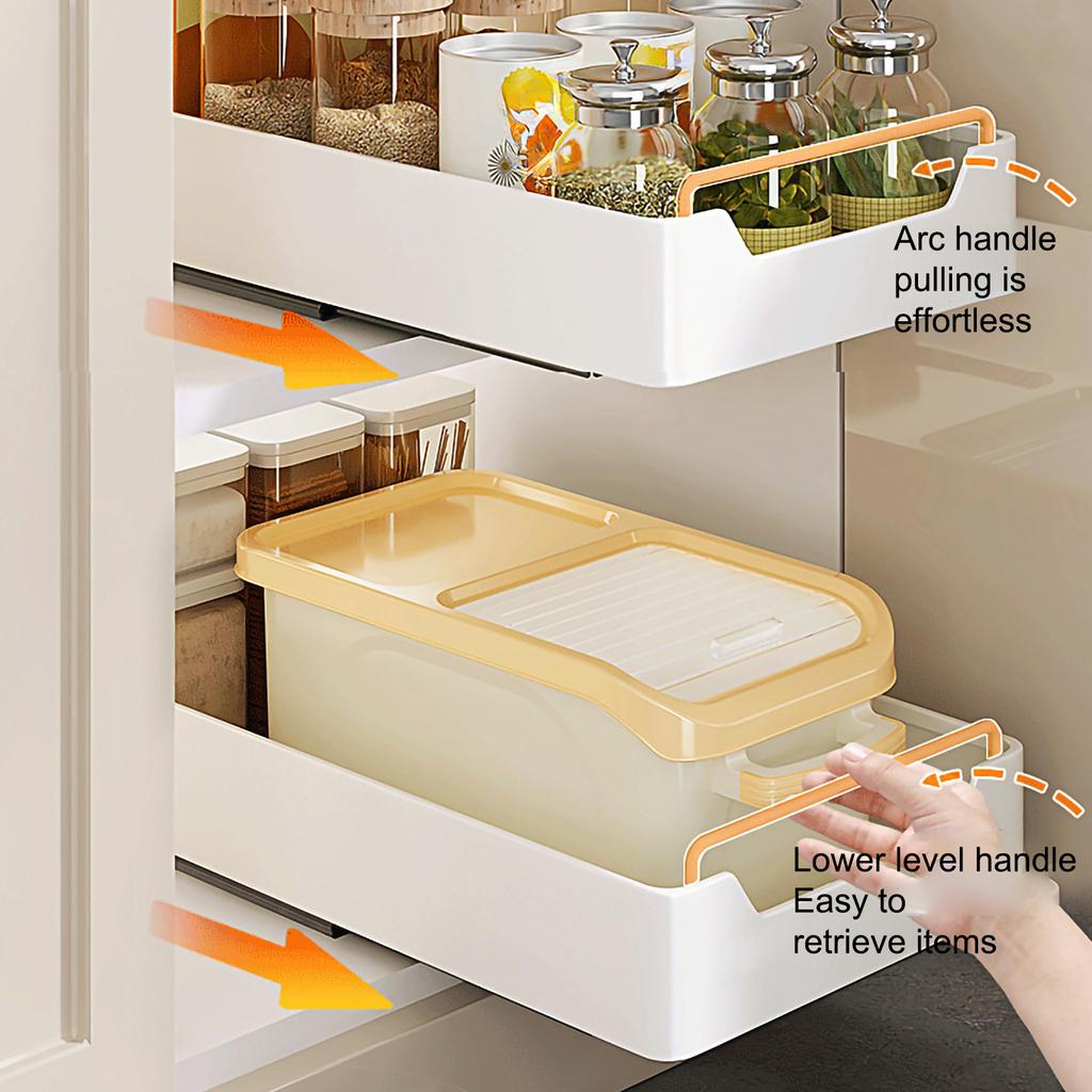 Portable Kitchen Storage Box with Sliding Rail Pull-Out Cabinet Storage Rack Spice Pantry Shelves Drawer Kitchen Organizer Shelf