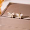Simple Zircon Butterfly Earrings Light Luxury High-end Stud Earrings Temperament Fashionable Sweet Pearl Earrings Women