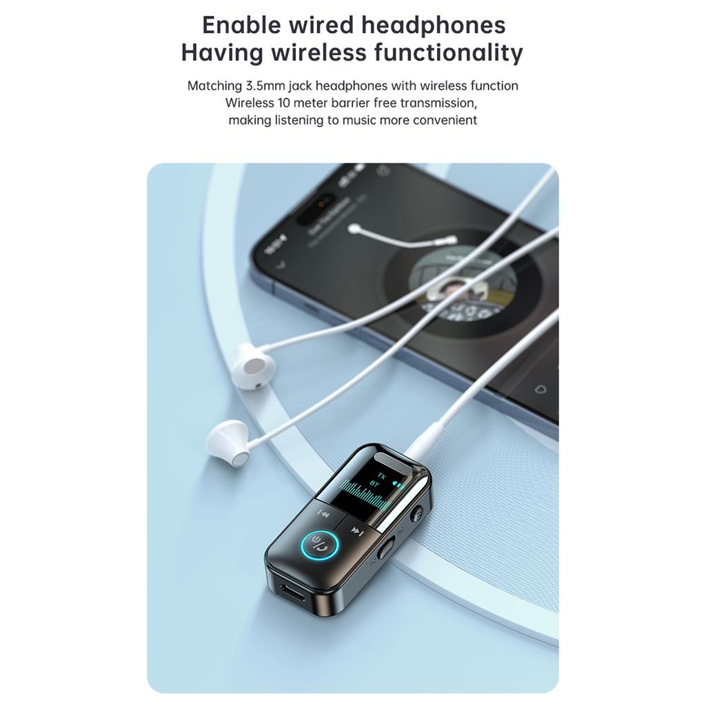GT69 Wireless BT Audio Receiver + Transmitter 2-in-1 Audio Adapter Support TF Card Playback Support