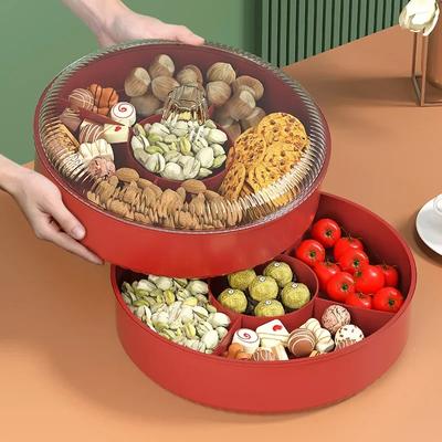 Trockenobsttablett, leicht, kreativ, lebensmittelecht, doppellagig, Obsttablett, Aufbewahrungsbox mit Deckel, Haushalts-Snack-Süßigkeiten-Trockenobstbox