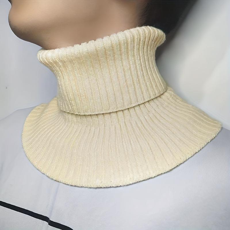 Winter Men Knitted Scarf Fake Collar Detachable Turtleneck Neck Warmer Windproof Cotton Scarf Ruffles Wrap Collar Cover 27*18Cm