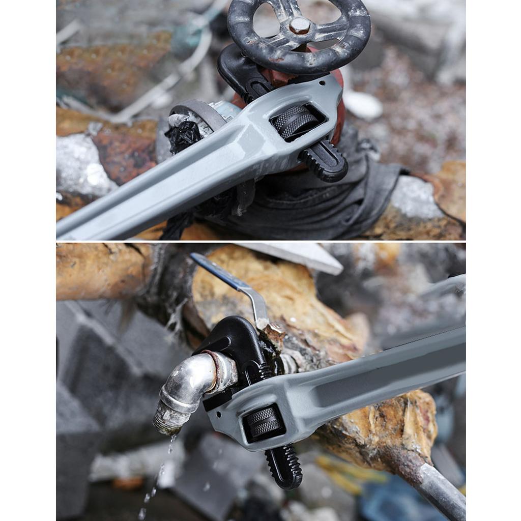 Adjustable Offset Pipe Wrench Heavy Duty Aluminum Alloy Plumbing Wrench with Cr Mo Floating Hook
