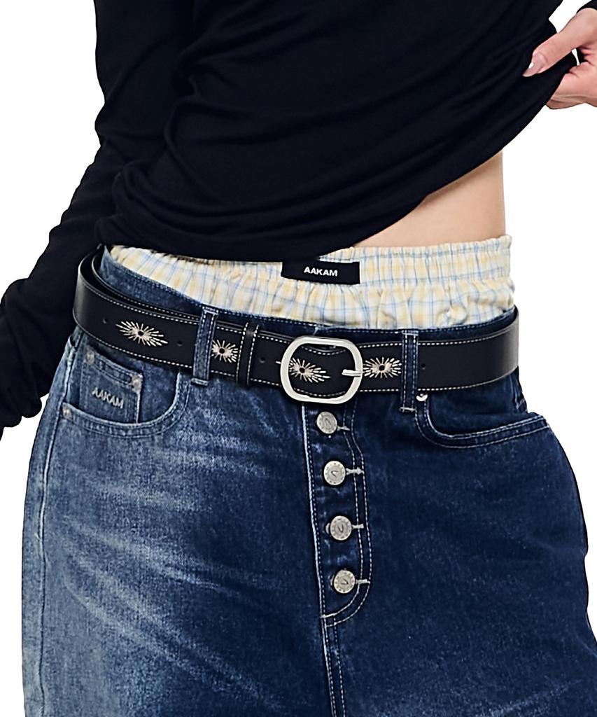 AAKAM Needlework Studded Belt (Black)