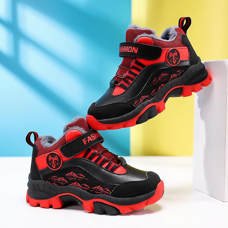 Winter Kid's Snow Boots with Plush Anti Slip Wolf Claws Hiking Cotton Shoes