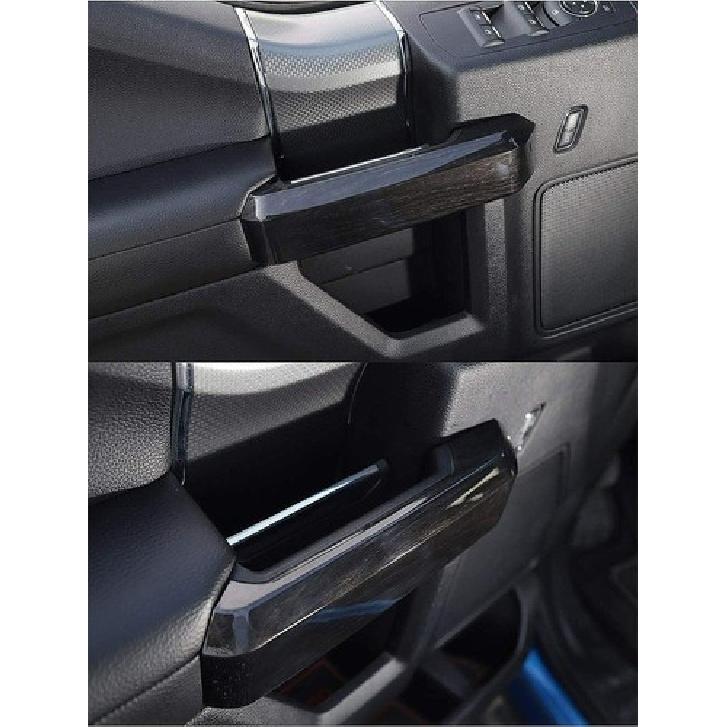 Black Wood Grain Inner Door Handles Covers Decor Trim For Ford F150 2015-,4X