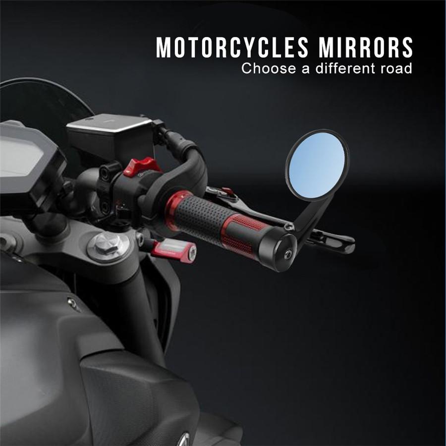 7/8" Universal Round Motorbike Motorcycle Rear View Handle Bar End Rearview Side Mirrors Chrome Black