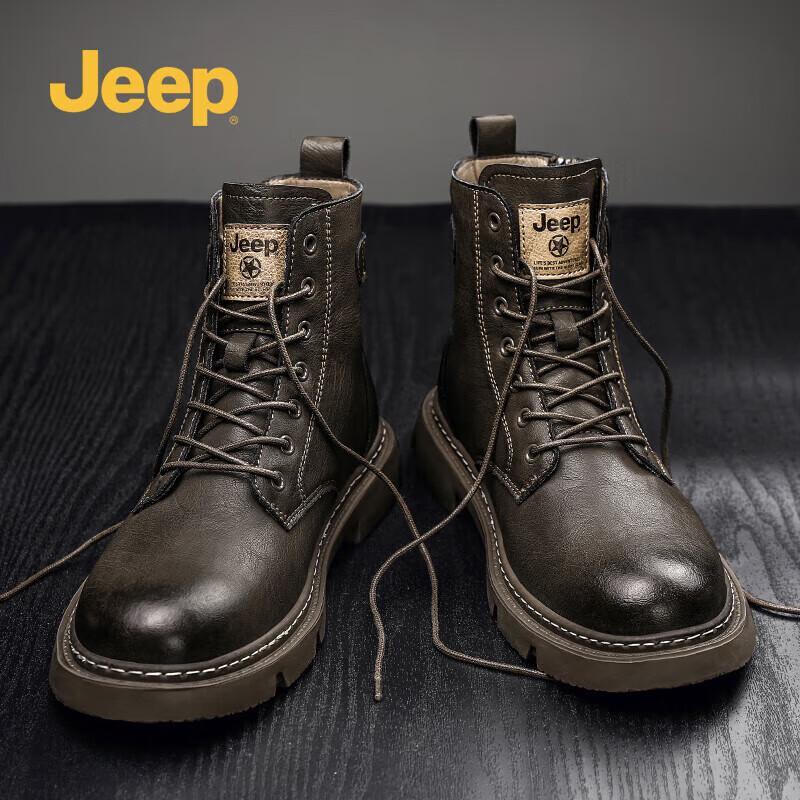 Jeep Men s Mid-Calf Leather Martin Boots 43