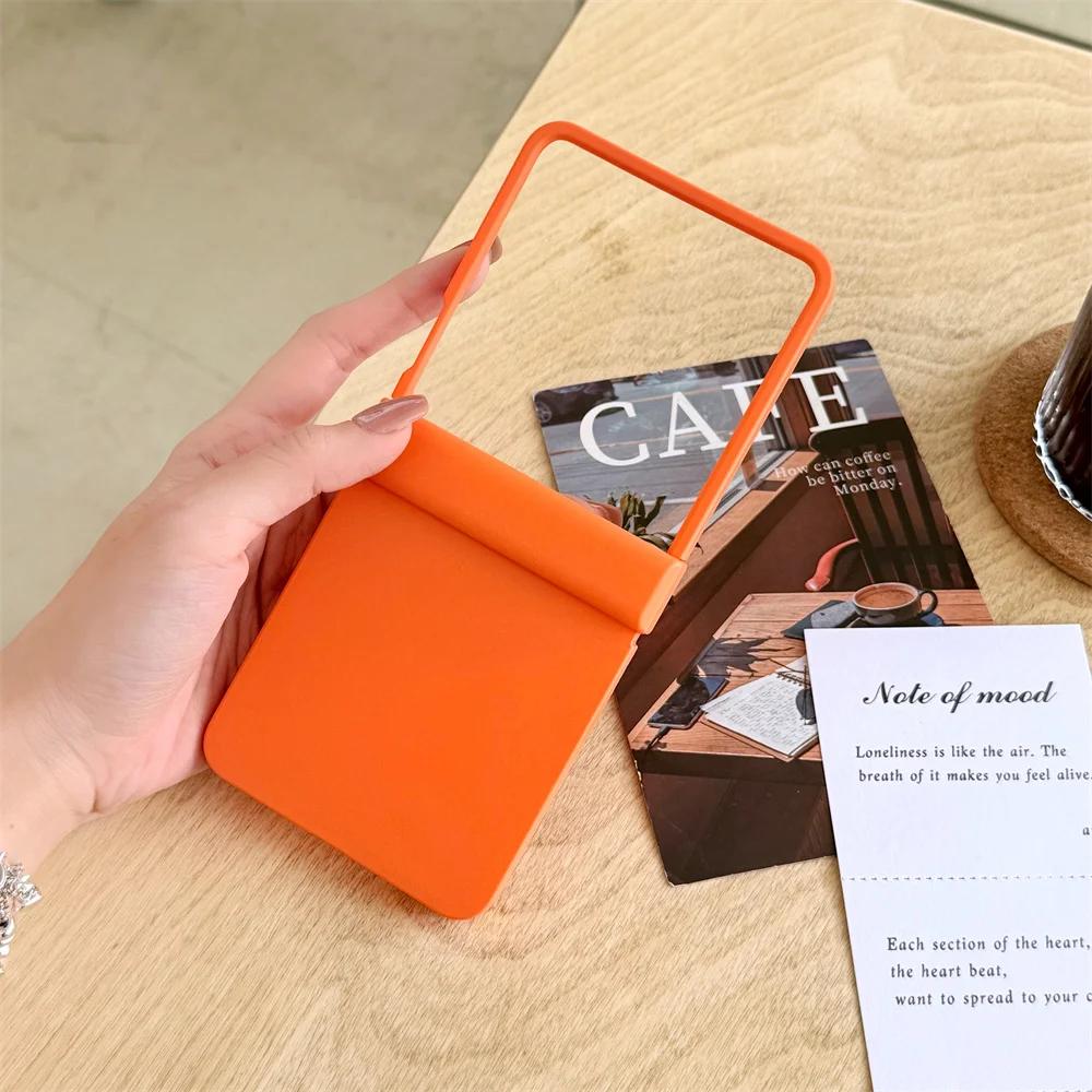 Hinge Protective Cover Phone Case for Samsung Galaxy Z Flip 7 FE 6 5 4 3 Flip7 Flip6 Flip5 Solid Color Macaron Hard Shell Cases