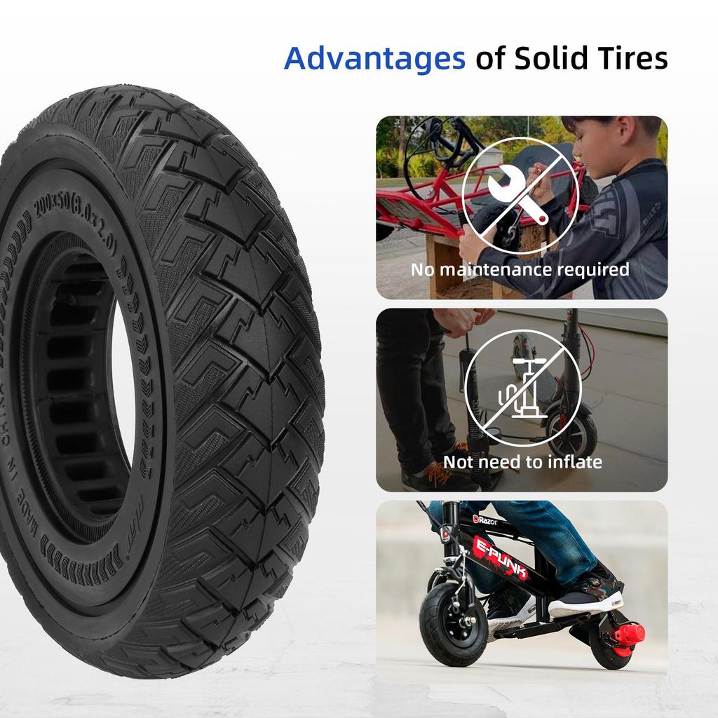 Black Ulip 200*50(8.0*2.0) Off-road Solid Tire with 90mm Inner Diameter