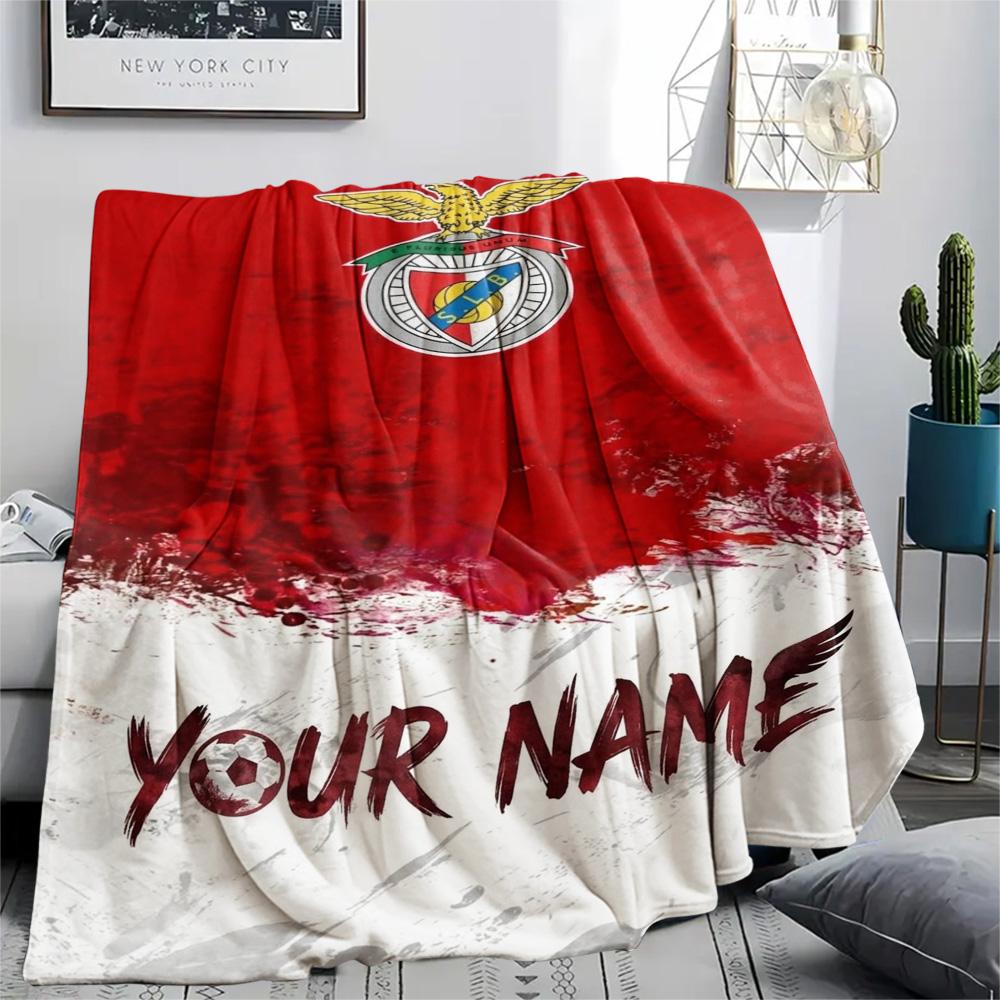 1PC Benfica Eagle Crest Custom Name Patterned Flannel Blanket Suitable For All Seasons For Home Decor Warmth And Comfort Gifts Holiday Present
