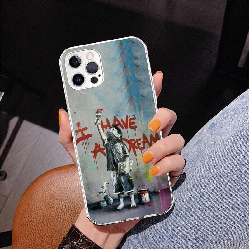 Street Art Banksy Graffiti Phone Case For iPhone 17 Air 16 Pro Max 16E 15 + 14 Plus 11 12 13 Mini 7 8 SE Gift Print Cover Fundas