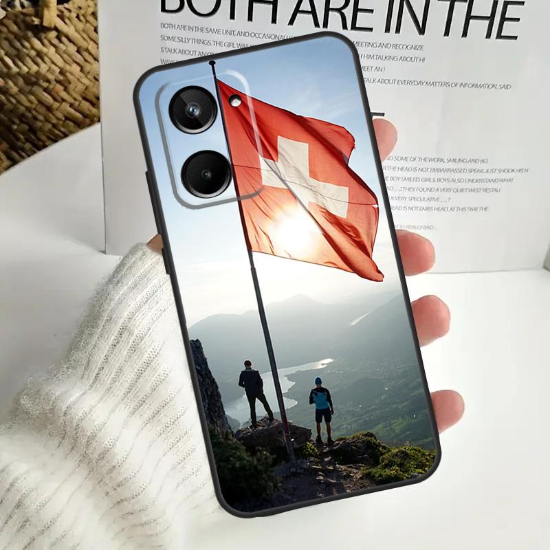 Switzerland Swiss Flag For Realme GT Neo 5 GT5 9 10 11 12 Pro Plus C30 C31 C33 C35 C25s C21Y C51 C55 C67 C53 Case