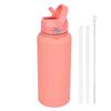 1L Stainless Steel Vacuum Insulated Water Bottle With Handle Straw Lid Outdoor Sports Travel