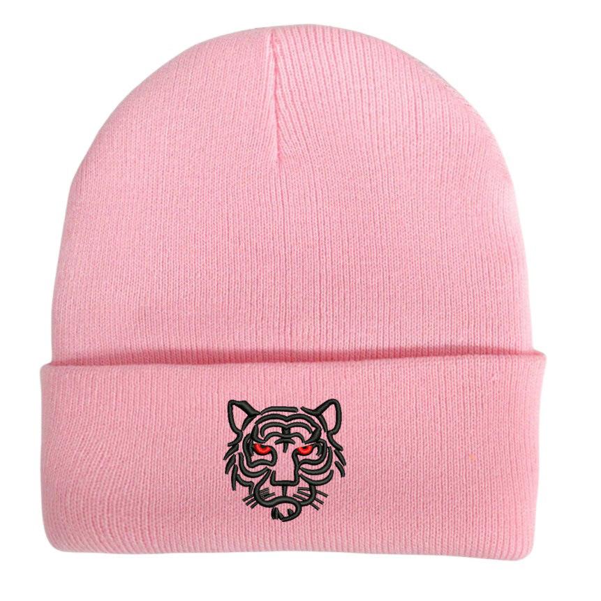 Tiger head embroidered wool knitted hat student outdoor men's and women's autumn and winter thermal hat pullover hat