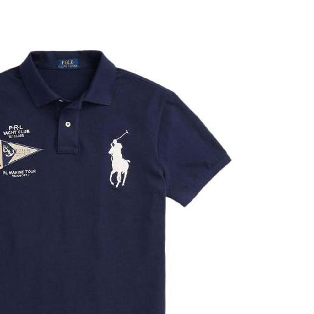 Polo Ralph Lauren FW23 Pattern Embroidered Cotton Short Sleeve Polo Shirt Men Tops Navy-Blue 710910565-001