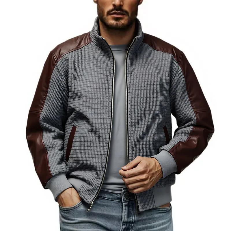 Весенняя Мода Мужская Куртка с Воротником-стойкой Ветровка для улицы Повседневная Свободная Мужская Куртка Пэчворк Топы 2XL