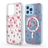 Bowknot Floral Magnetic Case for iPhone 15/16/17 Pro Max - Transparent Full Coverage