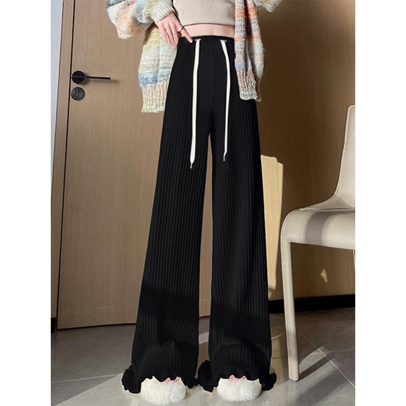 

High-End Autumn/Winter Maternity Knit Ruffle Wide-Leg Pants – Casual, Slimming Floor-Length Design Medium