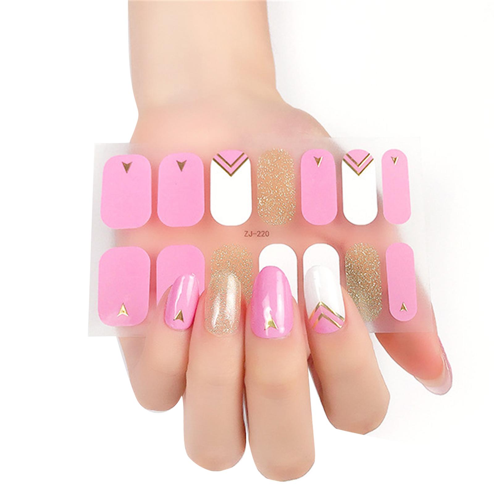 

16 полосок блестящих накладок для ногтей для женщин Полоски лака для ногтей Самоклеящиеся наклейки для лака для ногтей Наклейки для маникюра на ногти 220