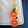 Creative  Orange Bag Charm Resin Tangerine Key Chain Handbag Bag Hanging Ornament Fruit Keyring Card Holder Diy Charms