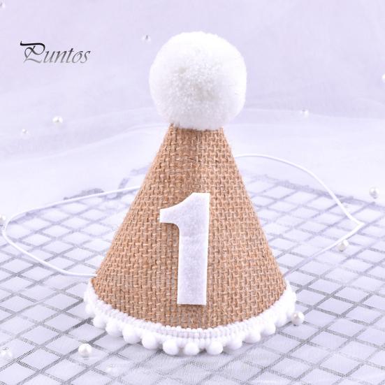 Bursdagshatt med pompongball Elastisk flettet Ingen deformasjon Bred bruksområder Dekorer lett nyfødt baby bursdagsfesthatt for barn