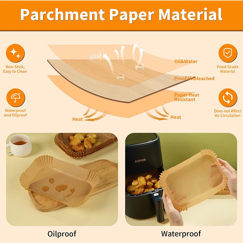 Fodera di Carta Usa e Getta Rettangolare per Friggitrice ad Aria 31 cm Antiaderente Carta Forno Speciale per Cestello di Cottura 2-10 QT