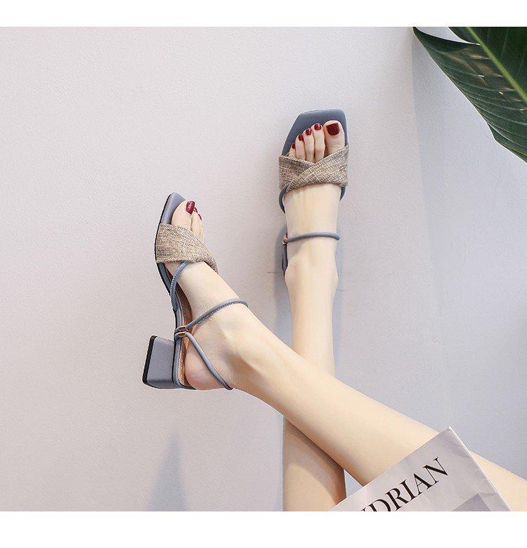 French-style Thick-heeled Sandals Fairy Style 2025 Summer New Mid-heel with High-end Fashion Shoes