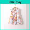 Vestido de Verão de Princesa para Menina com Tecido de Seda de Algodão Estampa Fofa de Bolinhas para Crianças Pequenas