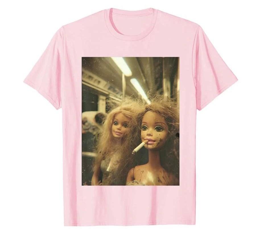 

Y2k Gift Funny Disgusting Doll Face Meme Smoking Y2K Sarcastic Tshirt Print T Shirts Casual Loose Short Sleeve Unisex S
