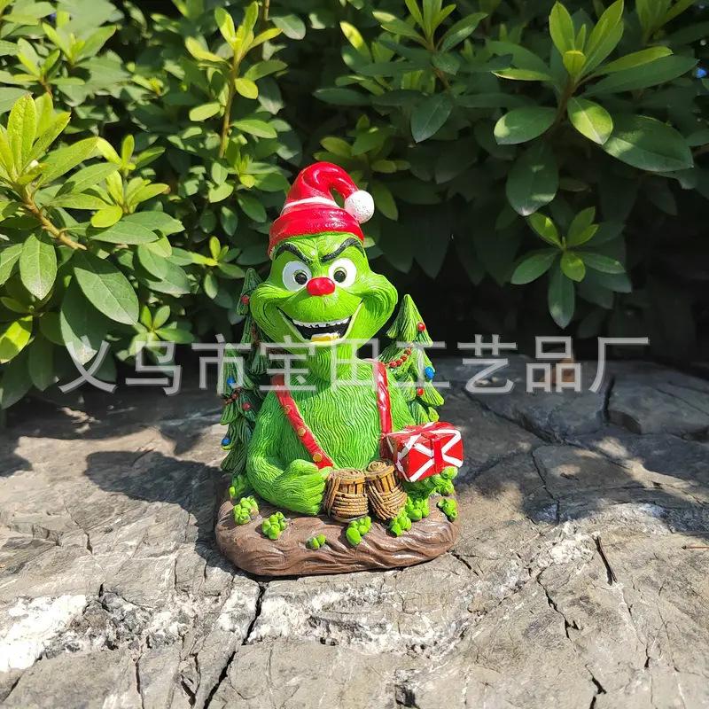 Christmas Grinch Green Hair Monster Christmas Atmosphere Gifts Ornaments Ornaments Creative Decorations Resin Crafts