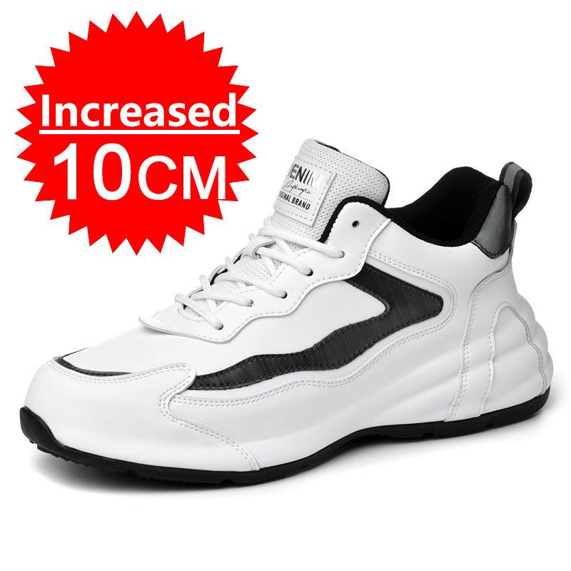 Men Breathable Elevator Shoes Height Increase Sneakers for Men 10cm Sports Casual Invisible Inner Heightening 6/8cm White Shoes