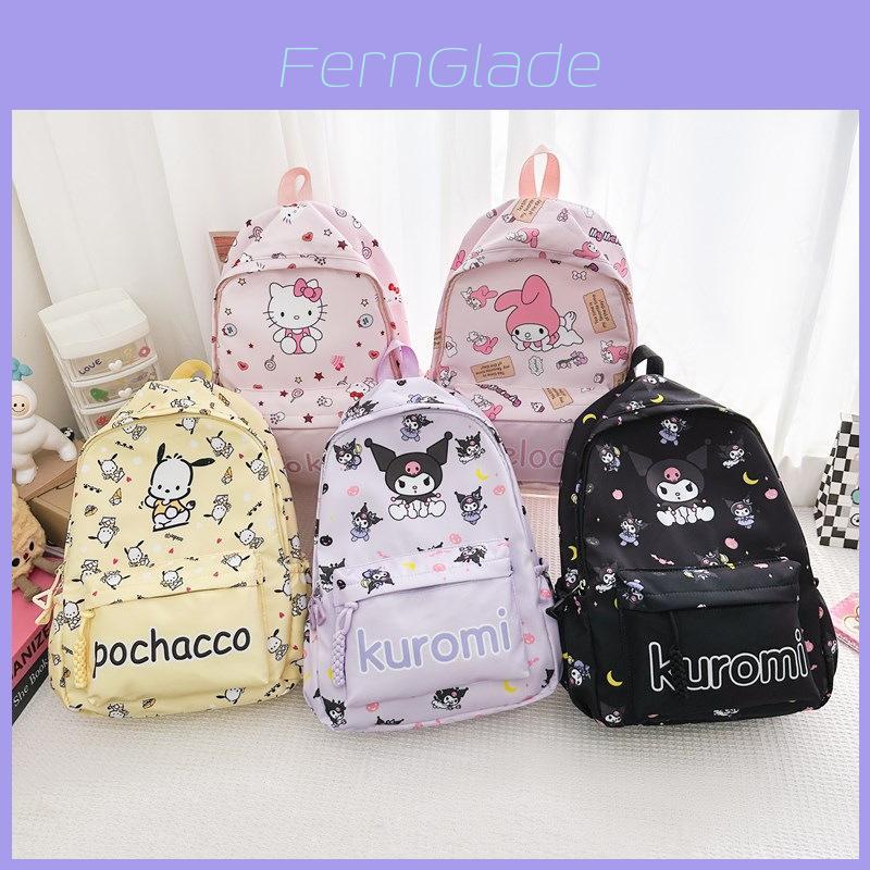 Hello Kitty Kuromi Cute Cartoon Kids Backpack With Breathable Nylon For Elementary School Use