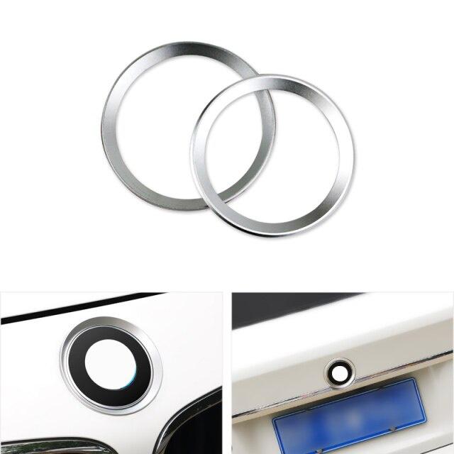 2pcs/set Chrome Aluminum Car Exterior Logo Ring Front Hood Trunk Lid Badge Circle Decoration Emblem For B+M+W 3 4 Series M3 M4 E36 E46 E90