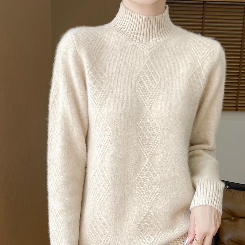 Suéter de cachemira para mujer Qinghe cachemira 30% cachemira 70% lana jersey de otoño e invierno cálido y a la moda