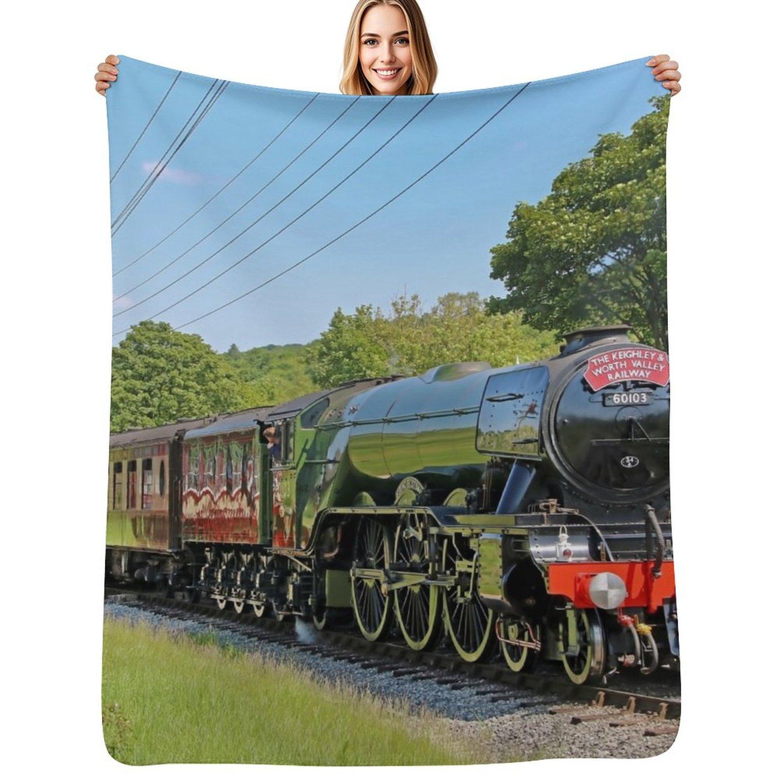 Flying Scotsman 60103 Centenary KWVR - 10 Throw Blanket Warm Comfortable Blanket for Office Napping Size: 75*100cm, Weight: 230 GSM