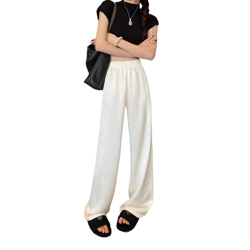 Wide Leg Pants Womens Summer High-Waist Leisure Straight Large Size Womens Pants
