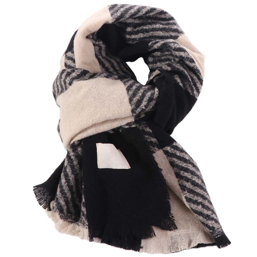 Korean Striped Plaid Scarf Casual Checkered Scarf Fashion Winter Men's Scarf  Males