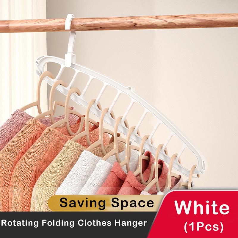 

Rotating Folding Clothes Hanger Closet Organizer Multi-port Clothing Drying Rack Foldable Plastic Scarf 11-hole Storage Hangers