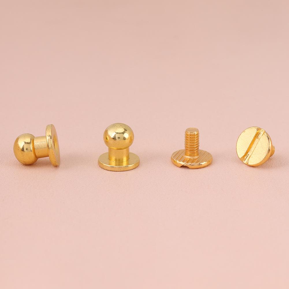 20pcs Round Head Solid Brass Nail Rivet Button DIY Leather Accessories(8*6mm Gold)