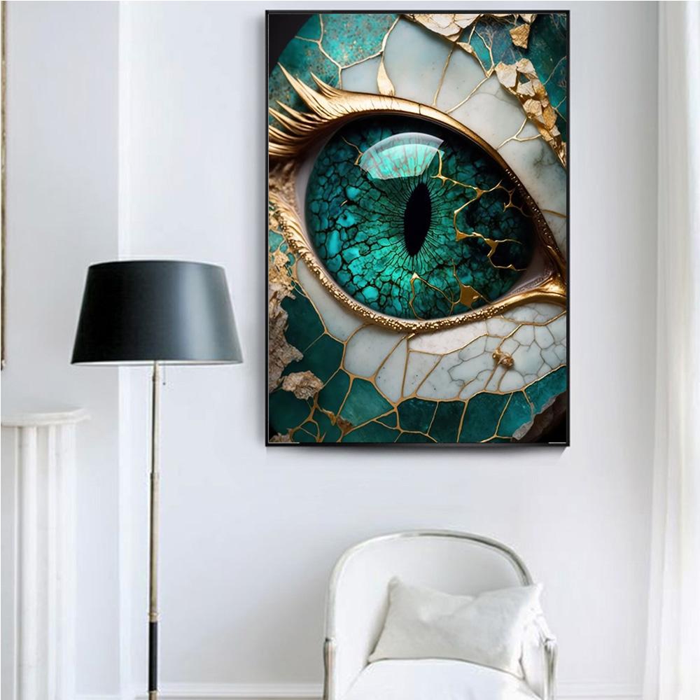 Fantasy Gorgeous Emerald Jewelry Gold Animal Prints Poster Canva Painting Modern Wall Art Picture Living Room Bedroom Home Decor