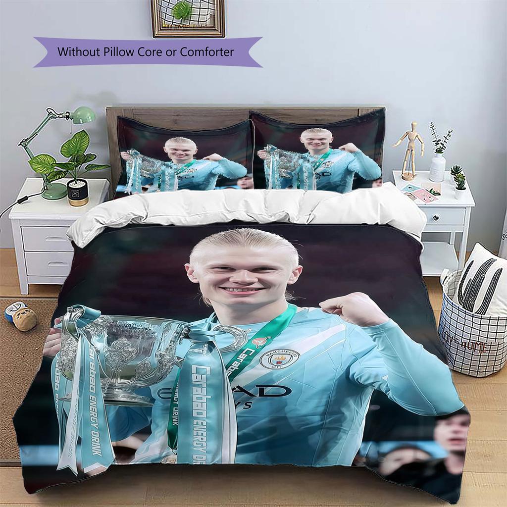 Erling Haaland Pattern Bedding Home Decoration Birthday Gift ( 1 Duvet Cover + 2 Pillowcase, Without Core),fan Merchandise.
