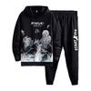 2 Adet/Takım Erkek Manzara Baskılı Eşofman Takımı Kapşonlu Bağcıklı Uzun Kollu Sweatshirt Elastik Bel Cepli Jogger Pantolon Takımı
