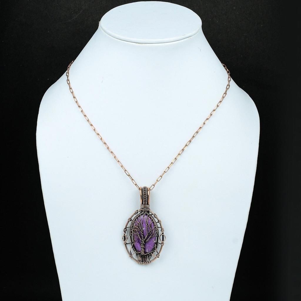 Tree Of Life Purpurite Pendant Gemstone Copper Wire Wrapped Pendant Handmade Pendant Designer Jewelry Birthday Gift For Her Purpurite Gift