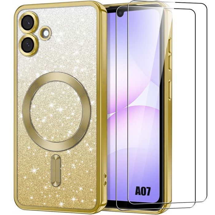 Coque de Protection - BOOLING - pour Samsung Galaxy A07 - Silicone Souple - Antichoc - Brillant Doré