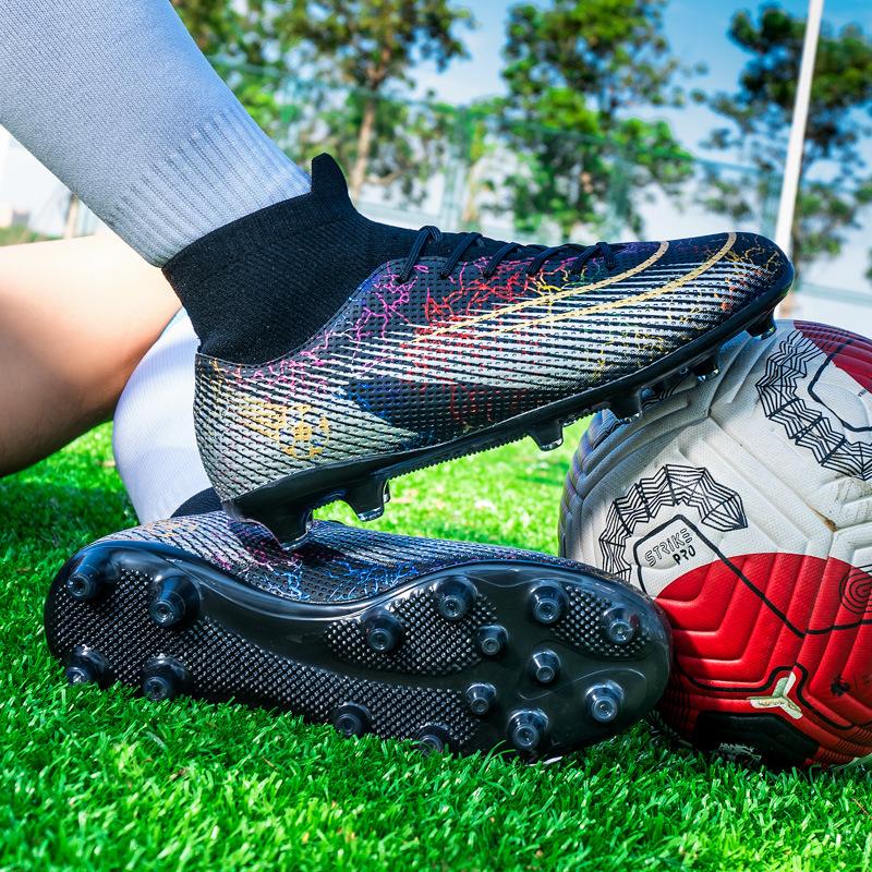 Football shoes, men's high-top AG long nails TF broken nails, sports competition training shoes, artificial grass, football shoes, men's socks