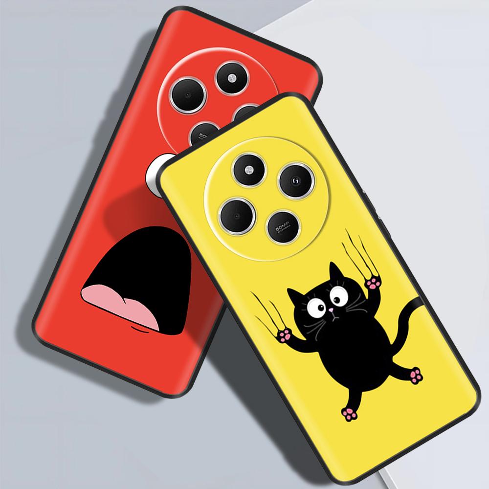 Luxury Painted Case For Redmi 14R 5G Soft Black Silicone Bumper Back Cover for Xiaomi Redmi 14R 14C Cases Funda Shockproof Shell